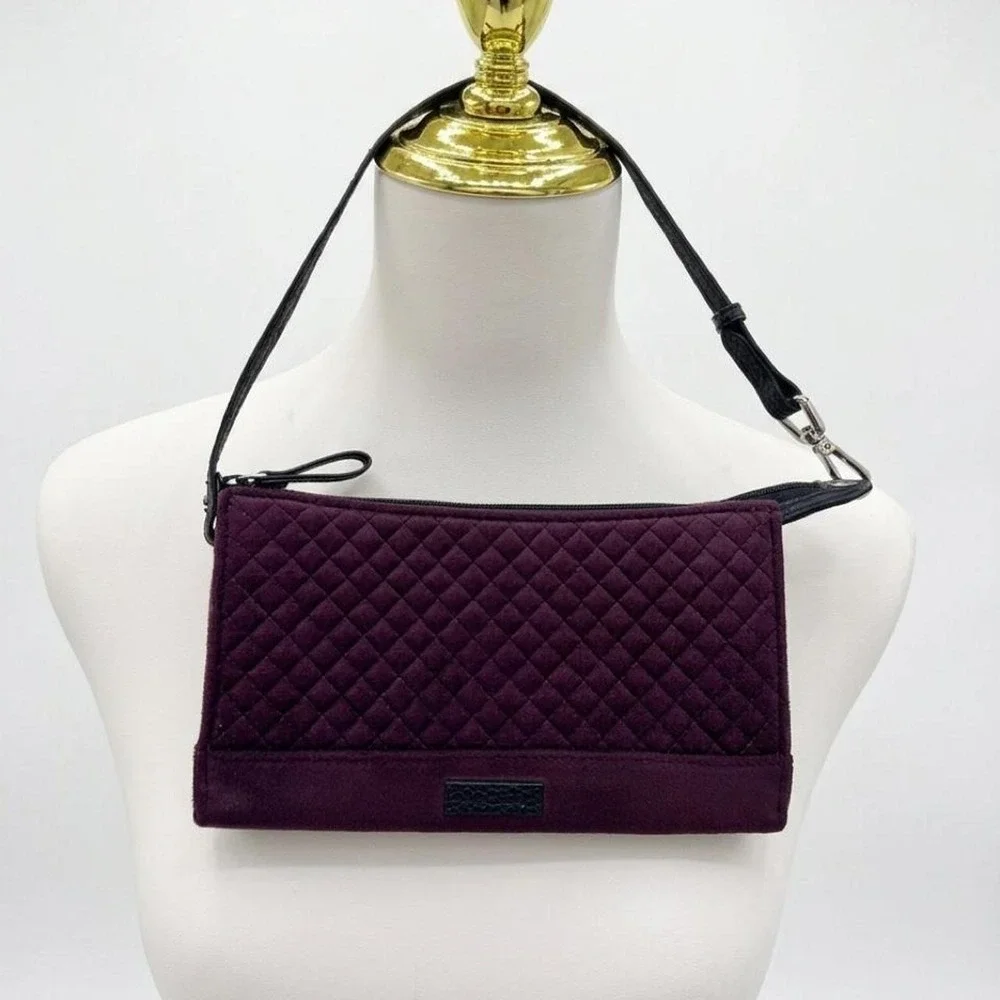 Vera Bradley Plum Velvet Convertible Shoulder Bag Wallet Foxwood Lining Quilted